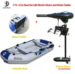 1,75 ~ 3,3m barco inflável com motor elétrico conjunto para pesca canoagem de canoagem 1 ~ 5 pessoas River Play Play Sports Air Deck Boat 240409