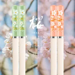 1 Pair High Temperature Resistant Non-slip Japanese Sakura Chopsticks Household Reusable for Sushi Tableware Kitchenware