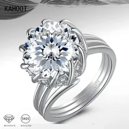 925 Sterling Silver 3 Facetterad ring för kvinnor Girls Födelsedagsjubileum Present Premium Niche Fashion 240417