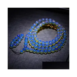 Bracelete de âmbar de miçangas Domi Purificação de água Pérola azul 108 contas Bracelets de pedra para homens e mulheres 240402 Drop Delivery Jewe DHWCB