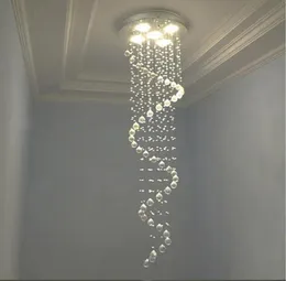 Modern K9 Kristal Tek Spiral Merdiven Avize Oturma Odası Kristal Kolye Işıkları El Restaurant Dekorasyon Aydınlatma Fixtu6523325