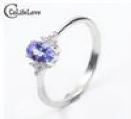 Anello nuziale di gemma in argento di moda per donna 4 mm * 6 mm Anello argento naturale naturale Solido 925 Ringite Tanzanite argento3667746