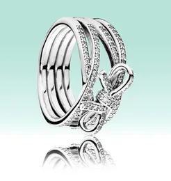 Lyxdesigner 925 Sterling Silver Wedding Rings uppsättning för Bowknot Ring Women Girls Gift Jewelry Bow Ring With Box2945300