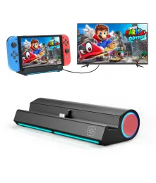 Racks TV -dockningsstation för Nintendo Switch/Switch OLED, bärbar TV -dockningsstationers ersättning med LAN -port/4K -adapter/Typec -port/USB