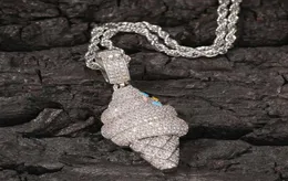 Collana a ciondolo con a cono gelato ghiacciato per uomini donne hip hop designer di lusso bling diamanti dessert pendenti gioielli a catena d'argento6114749