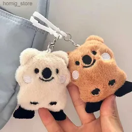 Plush Keychains 1pcs Cute Plush Koala Keychain Toy Stuffed Animal Koala Doll Toys Imitation Rabbit Fur Fluffy Backpack Bag Pendant Girl Gifts Y240415