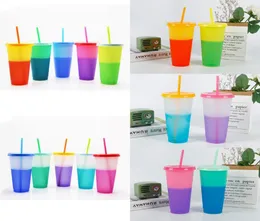 10 Stile 24oz Farbwechselnde Tasse Magie Plastik -Trinkbecher mit Deckel Stroh wiederverwendbarer Süßigkeiten Farben Kaltes Tassen Wasserflasche Cyz289485993