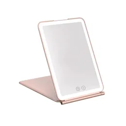 2024 Folding LED Mirror Touch Screen Makeup Mirror 3 Colors Light Modes Cosmetic Mirrors USB Rechargeable Foldable Makeup Mirror Long tail