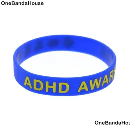 Jelly 1pc ADHD Awareness Sile Wristband Mticolor Logo Bär denna MES som en påminnelse i det dagliga livet Drop Delivery Smycken Armband DHMZZ