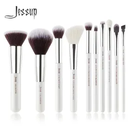 키트 Jessup 전문 메이크업 브러시 세트 10pcs 메이크업 브러시 도구 키트 파운데이 파우더 버퍼 뺨 셰이더 브러시 세트 파우더