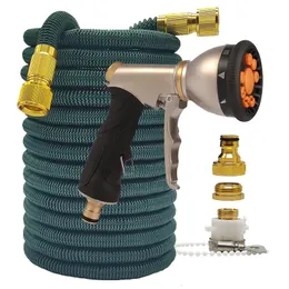 Home and Garden Watering Hose High Pressure Magic 2.5-30 Meters Flexible Double Metal Connector Dark Green 25-100FT Wash Car Gun 240410