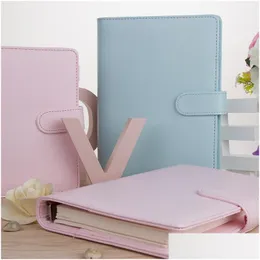 Notepads Wholesale Pu Leather Notebook Binder Refillable 6 Rings Er Loose Leaf Planner With Buckle Closure Drop Delivery Office School Dhpmj