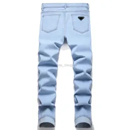 Jeans de grife para homens New Jeans Blue Color Elastic Slim Fit calças masculinas Casual Man Calças Moda Ripped Borderyer Brand Motorcycle Pant skinny Men Roupas