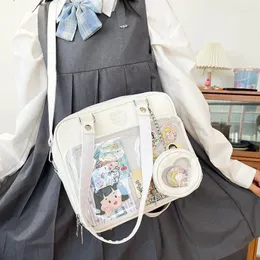 Skolväskor japanska jk enhetlig söt axelväska med handväska söt tjej itabag preppy stil transparent sida lolita ita crossbody