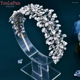 ヘアクリップYoulapan Bling Crystal Wedding Headband Bridal Woman Dress Pearls Accessories hp608の手作りラインストーンヘッドピース