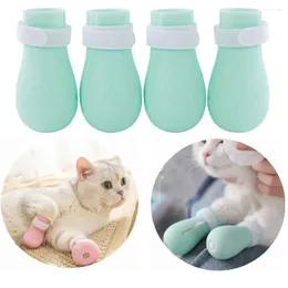 Костюмы для кошек 4pcs/Set Silicone регулируемые ботинки для ног для ухода за ванной комнатой для мытья когтя защиты Pet Pet Tools