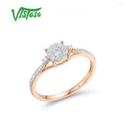 Cluster Rings Vistoso Gold Ring äkta 18K 750 Rose för kvinnor mousserande diamant enkel stil engagemang bröllop fina smycken