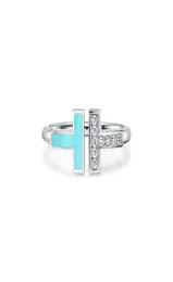 2022 Классические двойные кольца TSHAPED Открытие 925 Серебряные кольца стерлингов 11 с оригинальной модой для логотипа Женщина -ювелирные изделия Ring4787507