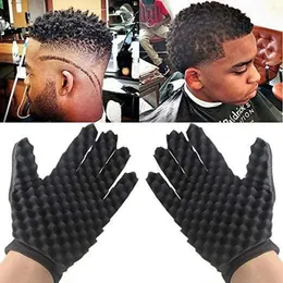 Frisör butik män hårbruare vridning svamphandskar afrikansk hårstyling gaffel kamhår lockar skum för salongugn handske