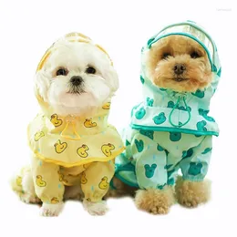 Dog Apparel Raincoat For Small Dogs Cute Printing Waterproof Pet Rain Jacket With Transparent Hood Fully-Covered Belly Puppy Coat Ducks