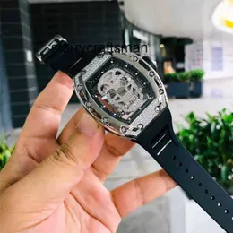 Men Watch Automatic Business Leisure Richa Out Top Mechanical Hollowed with Diamond Skull All Over Sky Star Fashion