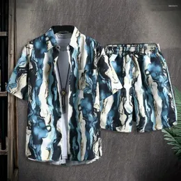 Herren -Tracksuits Männer Sportanzug Shirt Shorts Set Tie Dye Print Outfit mit kurzärmeligem Sommerparty für