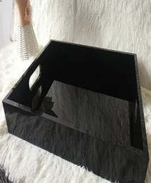 Luxury Black Acrylic Lady Make Up Desktop Jewelry Organizer CC Cosmetic Storage Box Parfym Lipstick Lip Tray Sortering Box2768853