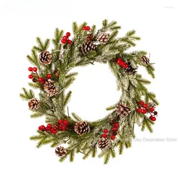 Decorative Flowers 1pc 50cm Artifical PE Pine And Red Fruit Wreath For Home Door Decoration Birthday Party Wedding Supplies