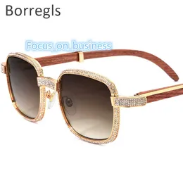 Borregls Diamond Wood Sunglases Мужчины Fullframe Square Diamonds Sun Glasses для женщин 2022 Новые роскошные оптические очки 17550180T