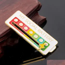 Pins Brooches Interactive Mood Pins Social Battery Pin My Creative Lapel Fun Enamel Emotional Pin7 Days A Week Drop Delivery Jewelry Dhy8N