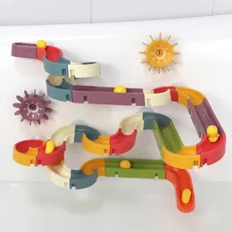 Bath Toys for Baby Marble Runs Diy montado Slide Track Banheiro Banho de banheira Rolução de água Slider Games Kids Presente 240415
