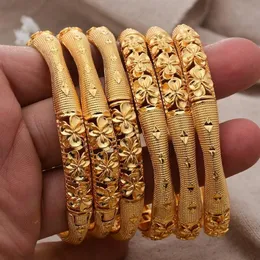 Bileklik 6pcs Lot Dubai Altın Renkli Buzlar Kadınlar için Afrika Mücevher Gelin Nijeryalı Düğün Mücevherleri Banglesbracelet Hediye230o