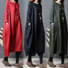 Abiti casual Donne Donne eleganti a maniche lunghe Autunno Maxi Caftan Abito Korean Fashi