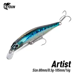 Leydun Artist fr Silence Sinking Minnow Fishing Lures 80mm 105mm JerkBaits Good Action Wobblers高品質のハードベイトSea Bass 240407