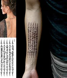 Escrituras budistas ARM 3D Tattoos Angelina Jolie Tattoo Tattoo Adesivo com parágrafo de alta qualidade Mulheres sexy maquiagem4660498
