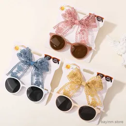 Sunglasses 2Pcs/Set Hairpins For Small Baby Girl Ribbon Tong Sunglasses Beach Photography Props Toddler Soft Hair Bands Headwear Kids Child