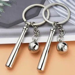 KeyChains Bedanyards New Creative Creative Baseball Keychain Sports Series 3D Ball Stick Metal Chain Chain Charm Ring Pinging K4229 D240417