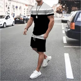 Tracce maschili Stilecamisetas con estapado 3d a rayas para hombre congiunti de pantalones cortos deportivos ropa calle informal mo