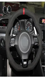 Golf için DIY elle dikişli gerçek PU deri araba direksiyon kapağı 6 GTI MK6 Polo GTI Scirocco R Passat CC R-LI5084818