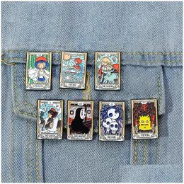 Cartoon Accessories Tarot Enamel Pins Custom Noface-Man Calcifer San Howl Kiki Ponyo Brooches Lapel Badges Jewelry Gift Drop Deliver Dhpcu