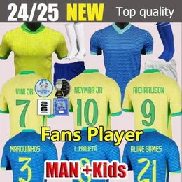 Soccer Jersey 2024 Copa America Cup NEYMAR VINI JR Kids Kit Sets 2025 National Team Football Shirt 24/25 Home Away Player Version RODRYGO MARTINELLI