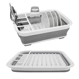 Foldable Dish Rack Kitchen Storage Water Leakage Plastic Tableware Bowl Dinnerware Drain Bowl Tray Home Drying Rack Washable 240417