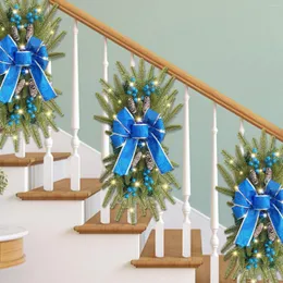 Flores decorativas O prelit sem fio Stairway acaba com grinaldas de Natal para anéis de vela da porta da frente do lado de fora