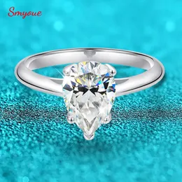 Smyoue 710mm 2ct taglio a pera d colore anelli solitari per donne 100% 925 coppia argento sterling gioiello San Valentino 240417