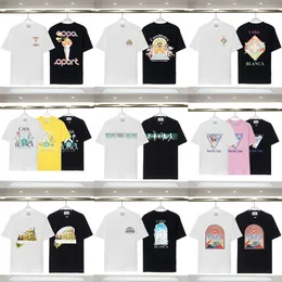 Erkek T Shirt Luxe Tshirt Erkekler Tee Erkekler Kazablanka Lüks Gömlek Erkek Tasarımcı Grafik Tee Moda Yaz Mürettebat Neck Kısa Kollu Pamuk Tees Tees