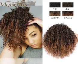 الباروكات الاصطناعية القوية الأفرو kinky curly ponytail التفاف قصيرة الرباط puff pony clip في Hair8425489