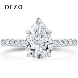 Dezo -Verlobungsring für Frauen birnengeformt 2 Tage Farbe Echt 925 Sterling Silber Hochzeit Versprechen Geschenke 240417