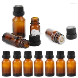 Storage Bottles 24pcs/lot 15ml Thick Amber Essential Oil Glass With Black Cap Refillable Dropper For Massage Pipette