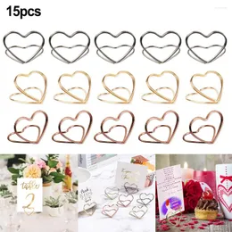 FRAMENTOS 15PCS Número de tabela Stands Coração de cartas de coração Clip Po Stand Decoração de casamento Supplies para displays de preços