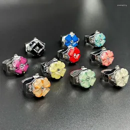 Ringos de cluster 1pc Vintage Punk Watch Watch Unissex Fashion Flip Flip Strass Mini elástico Strap Quartz Ring para Party Club